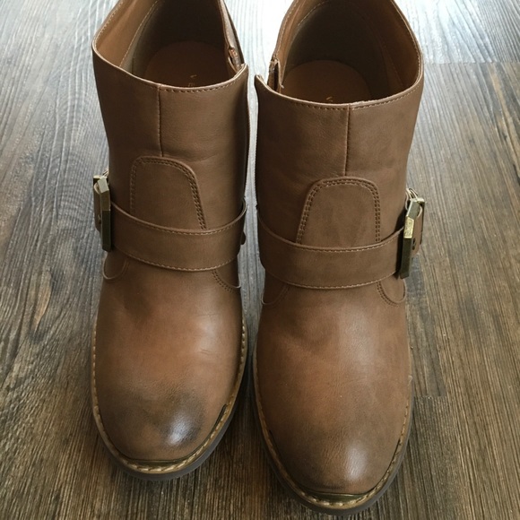 Very Volatile Tan Ankle Buckle Bootie - Picture 6 of 8